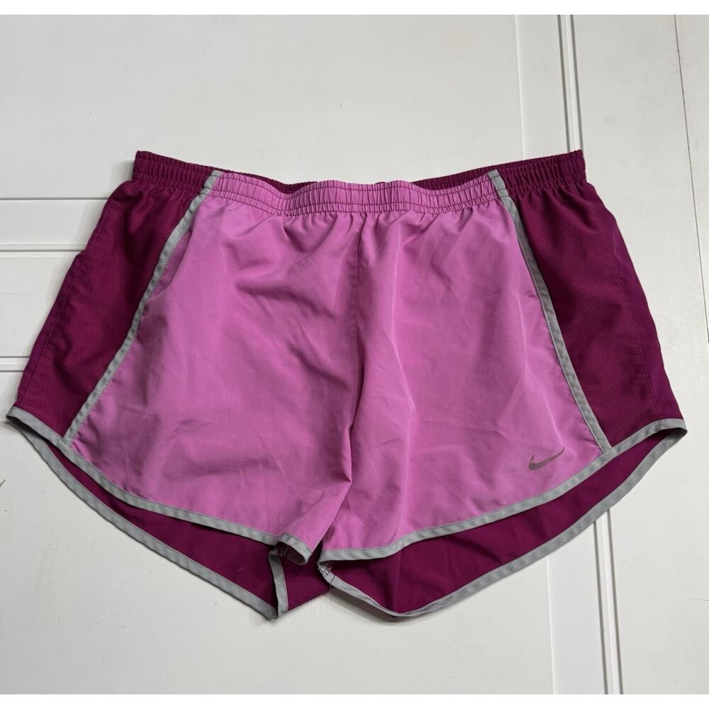 Nike Dri-Fit Active Shorts Womens Large Pink Elastic Drawstring Running Sprinter